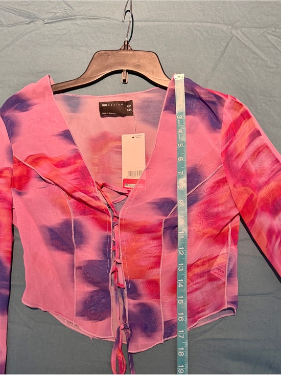 ASOS Tops - ASOS Pink Multi Sheer Tie-Front Blouse